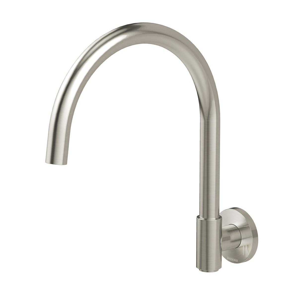 Phoenix Vivid MKII Wall Sink Outlet 200mm Gooseneck - Brushed Nickel 146-0870-40-1 - The Blue Space