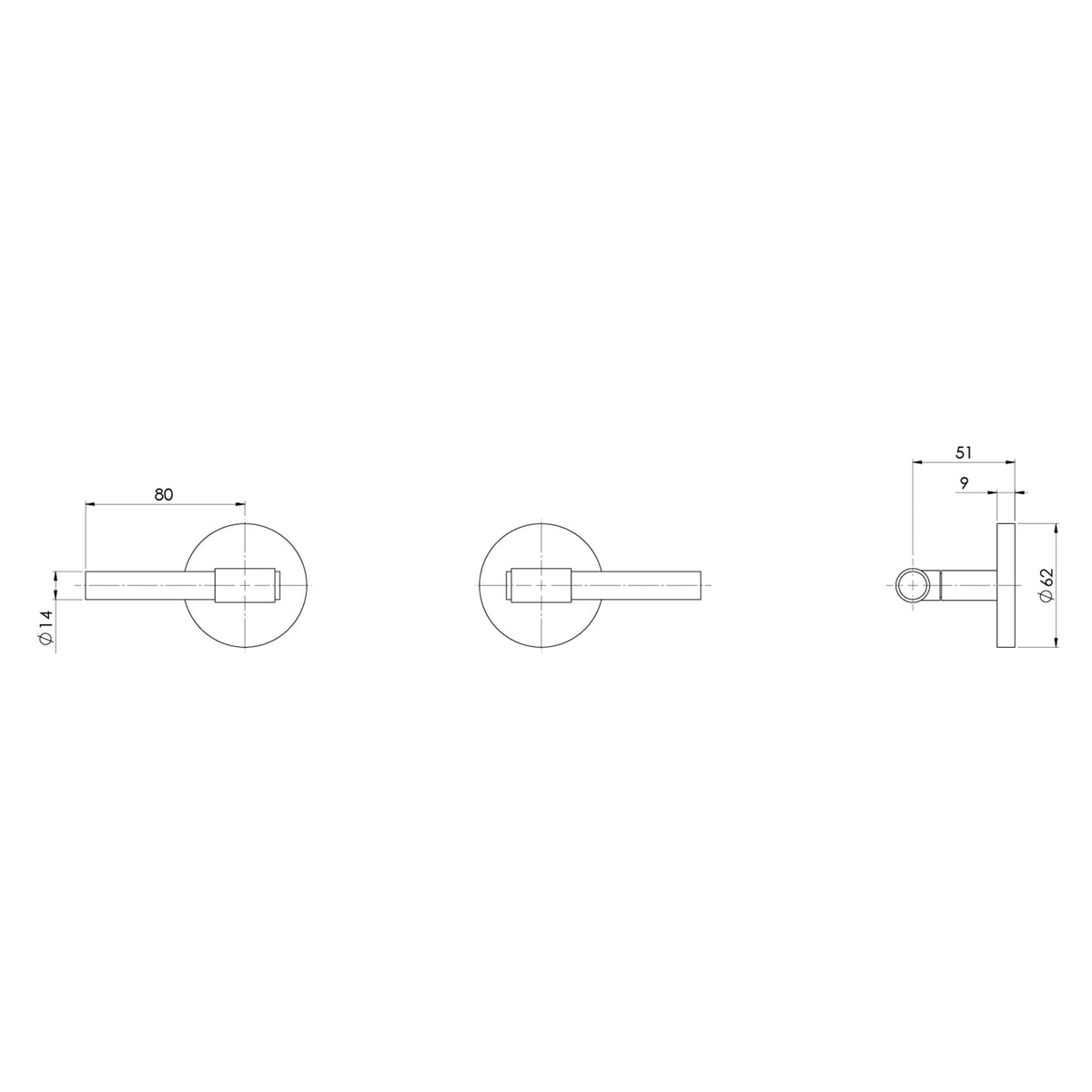 Technical Drawing Phoenix Vivid MKII Wall Top Assemblies - Brushed Bronze 146-0600-24-1 - The Blue Space