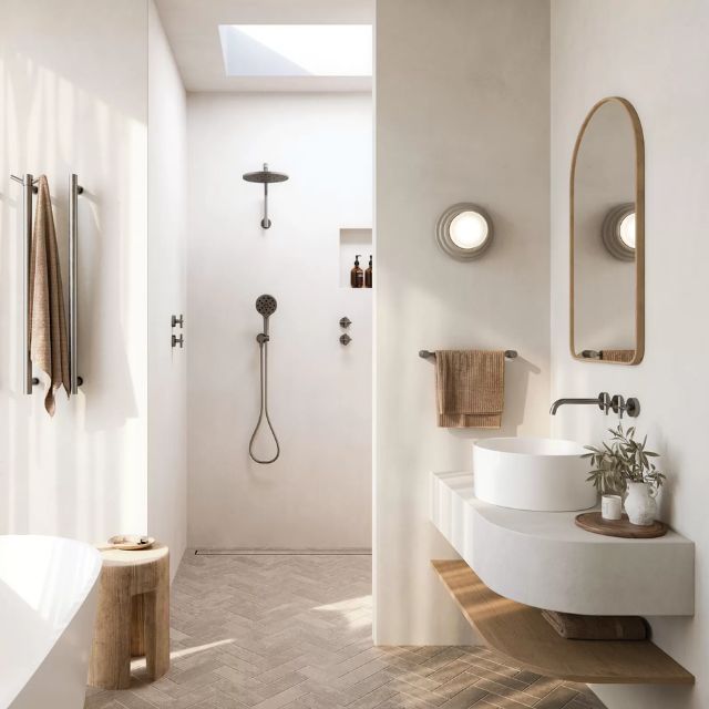 Lifestyle 2 Phoenix Vivid Slimline Plus Wall Top Assemblies Brushed Carbon 119-0600-31-1 - The Blue Space