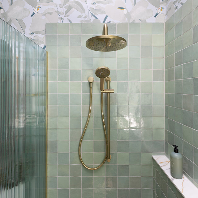 Lifestyle Phoenix Vivid Slimline Rail Shower Brushed Gold - The Blue Space