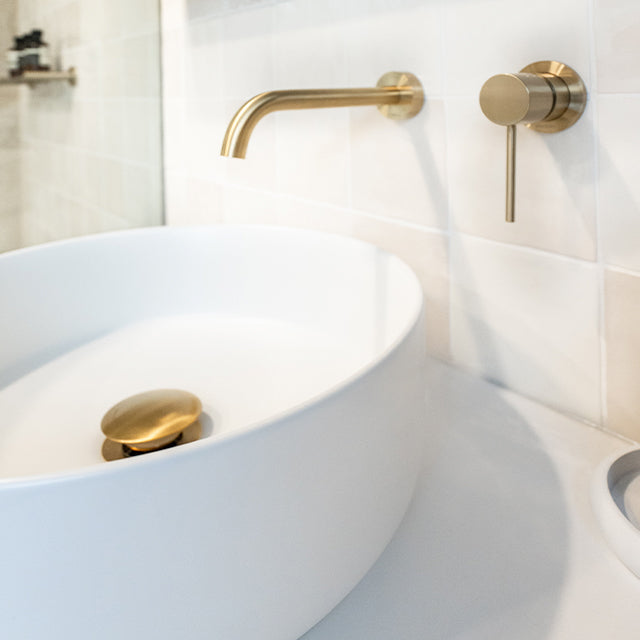 Lifestyle Phoenix Vivid Slimline Shower/Wall Mixer 60mm Backplate Brushed Gold - The Blue Space