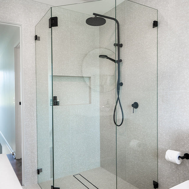 Lifestyle Phoenix Vivid Slimline Shower/Wall Mixer-Matte Black - with shower