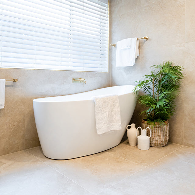 Lifestyle Phoenix Vivid Slimline Single Towel Rail Brushed Gold 600mm - The Blue Space