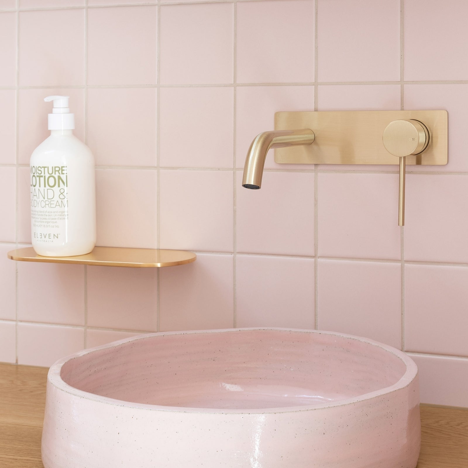 Lifestyle 2 Phoenix Vivid Slimline SwitchMix Wall Basin / Bath Mixer Set 180mm Brushed Gold (Complete Kit) VS2810-12-1-KIT - The Blue Space