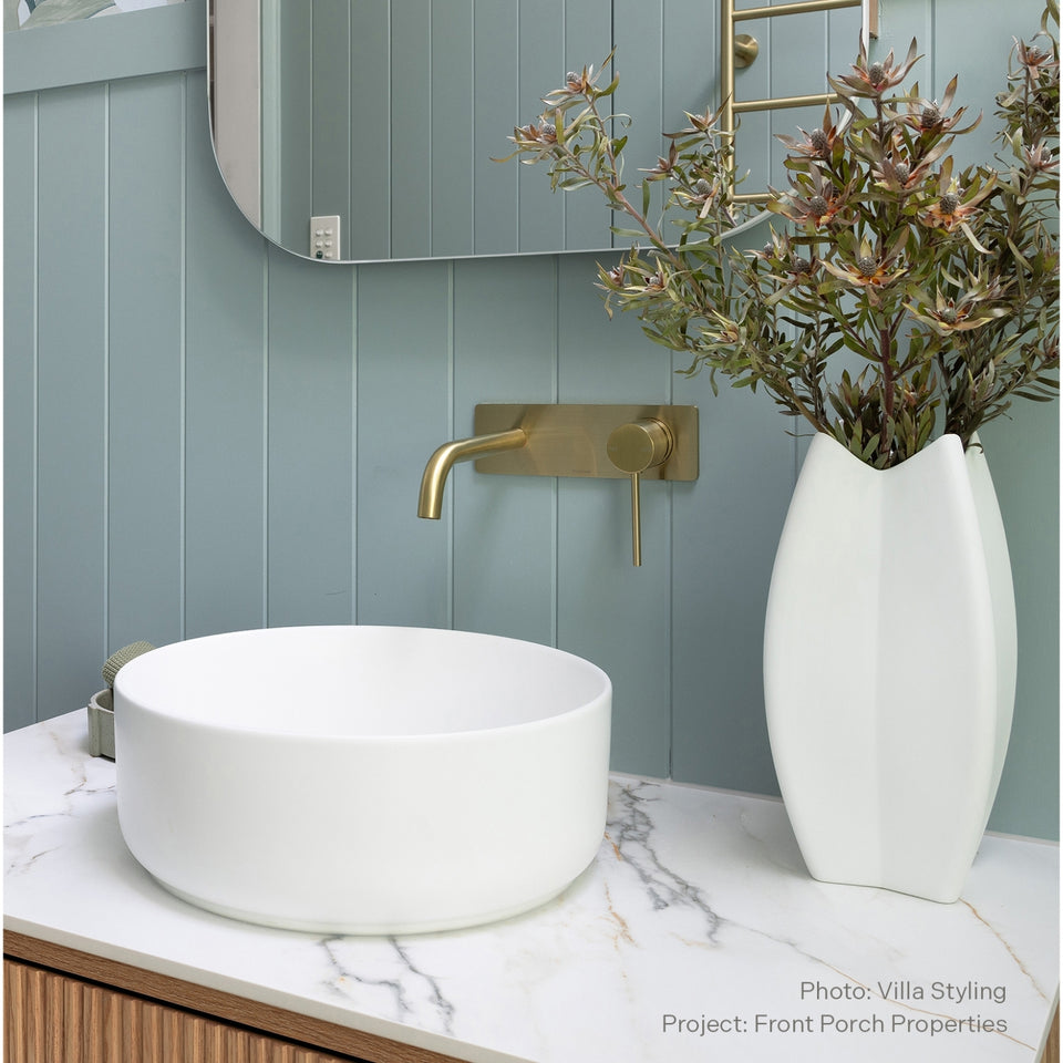 Phoenix Vivid Slimline SwitchMix Wall Basin / Bath Mixer Set 180mm Brushed Gold (Complete Kit)