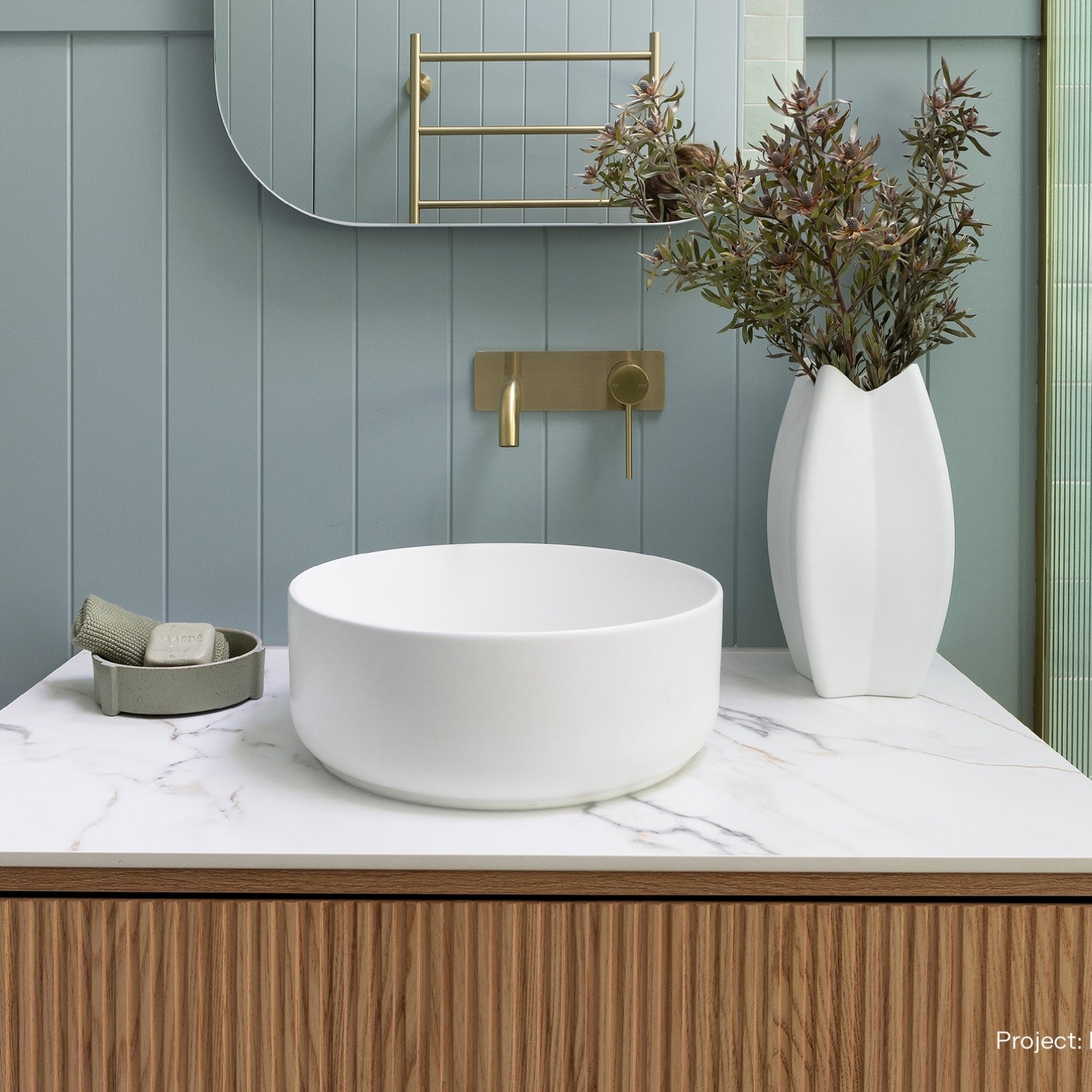 Lifestyle 7 Phoenix Vivid Slimline SwitchMix Wall Basin / Bath Mixer Set 180mm Brushed Gold (Complete Kit) VS2810-12-1-KIT - The Blue Space