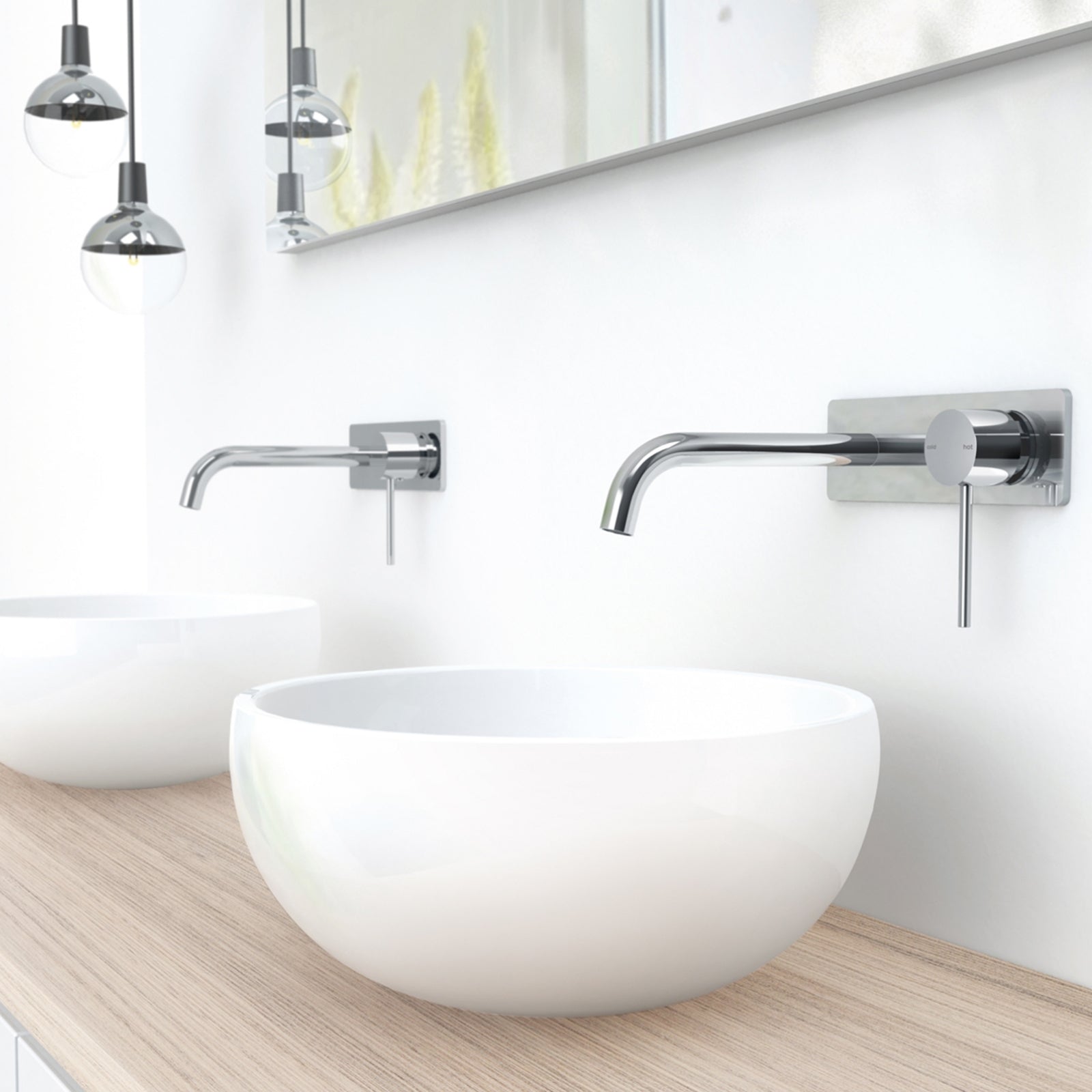 Lifestyle Phoenix Vivid Slimline SwitchMix Wall Basin / Bath Mixer Set 180mm Chrome (Complete Kit) VS2810-00-1-KIT - The Blue Space