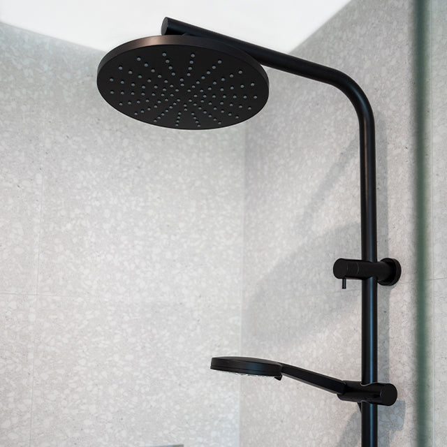 Lifestyle Phoenix Vivid Slimline Twin Shower Matte Black Online at The Blue Space Real Reno