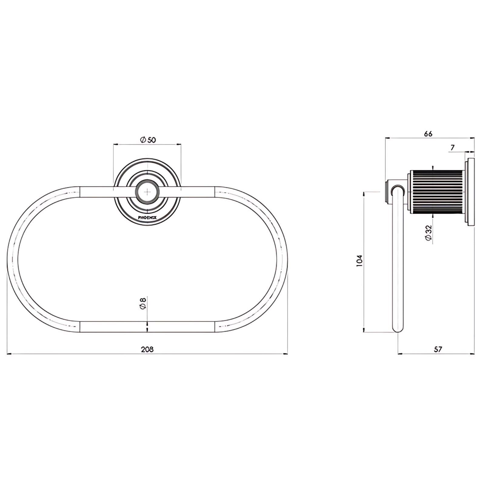 Technical Drawing Phoenix Wiltern Hand Towel Holder Brushed Nickel 144-8500-40 - The Blue Space