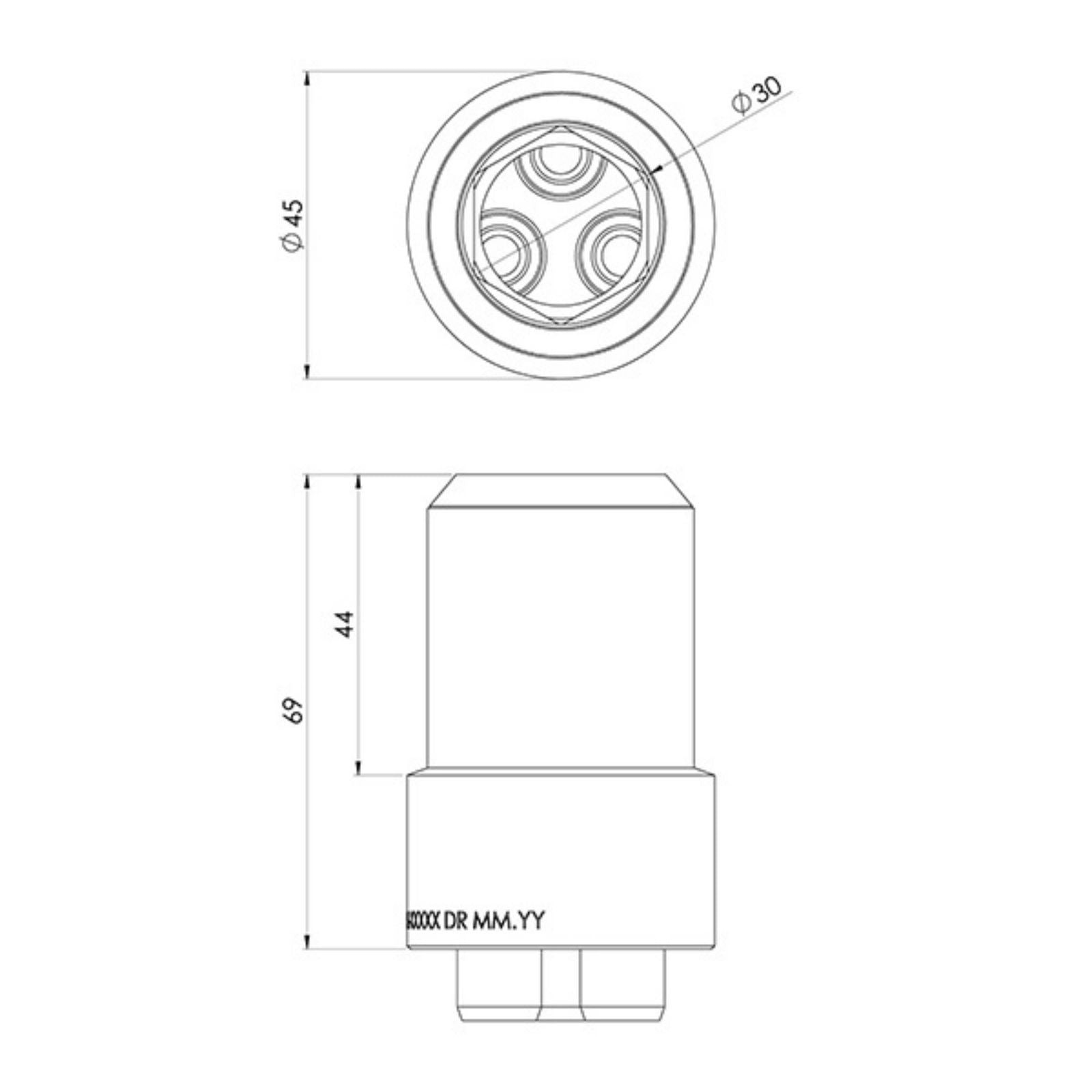Technical Drawing Phoenix Wiltern Wall Mixer Body Extension 25mm - Chrome 144-9664-00-1 - The Blue Space