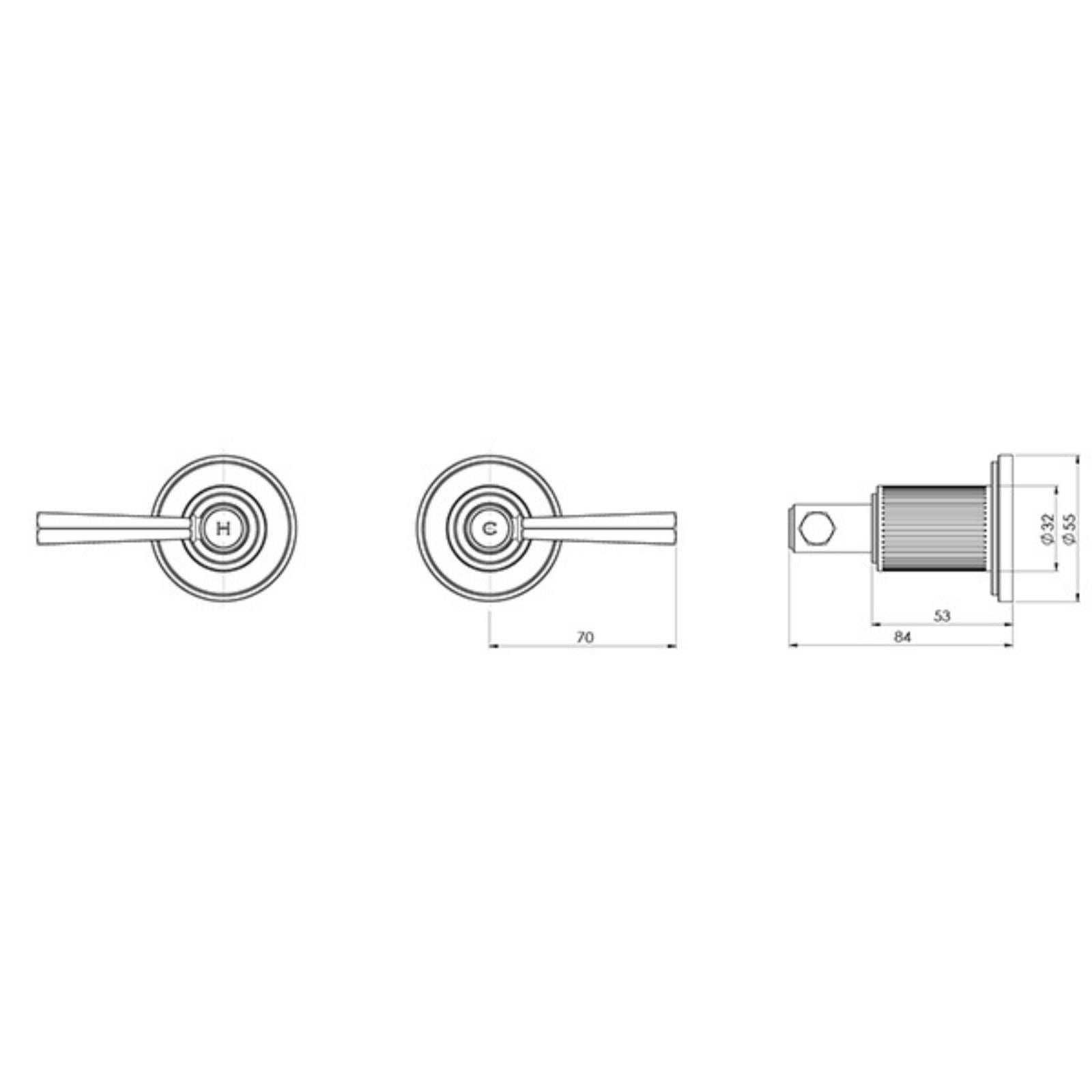 Technical Drawing Phoenix Wiltern Wall Top Assemblies - Chrome 144-0601-00-1 - The Blue Space