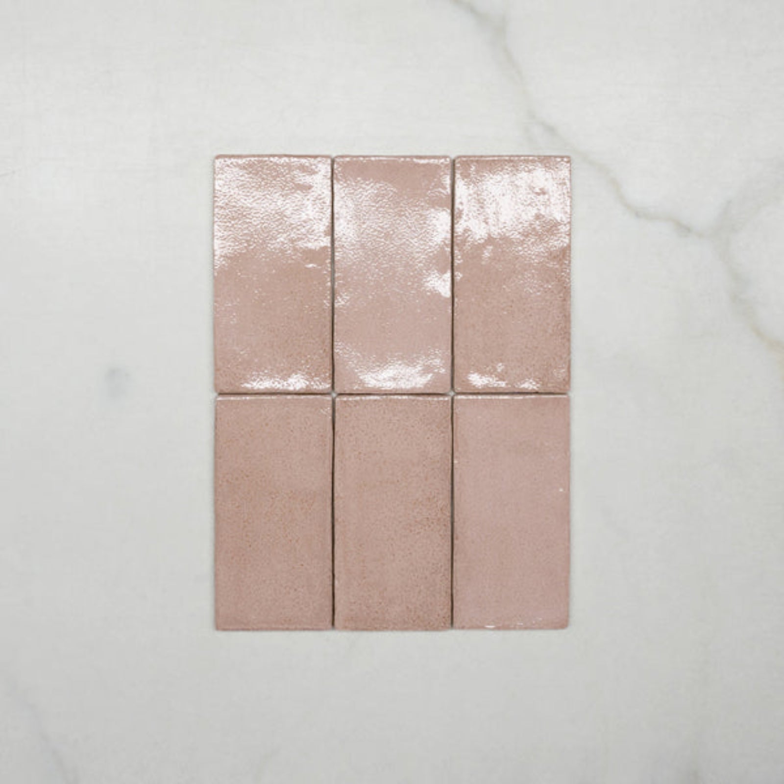 No Hand Pink Dianna Hand Made Subway Tile 75 x 150 x 9mm Spanish Ceramic - The Blue Space