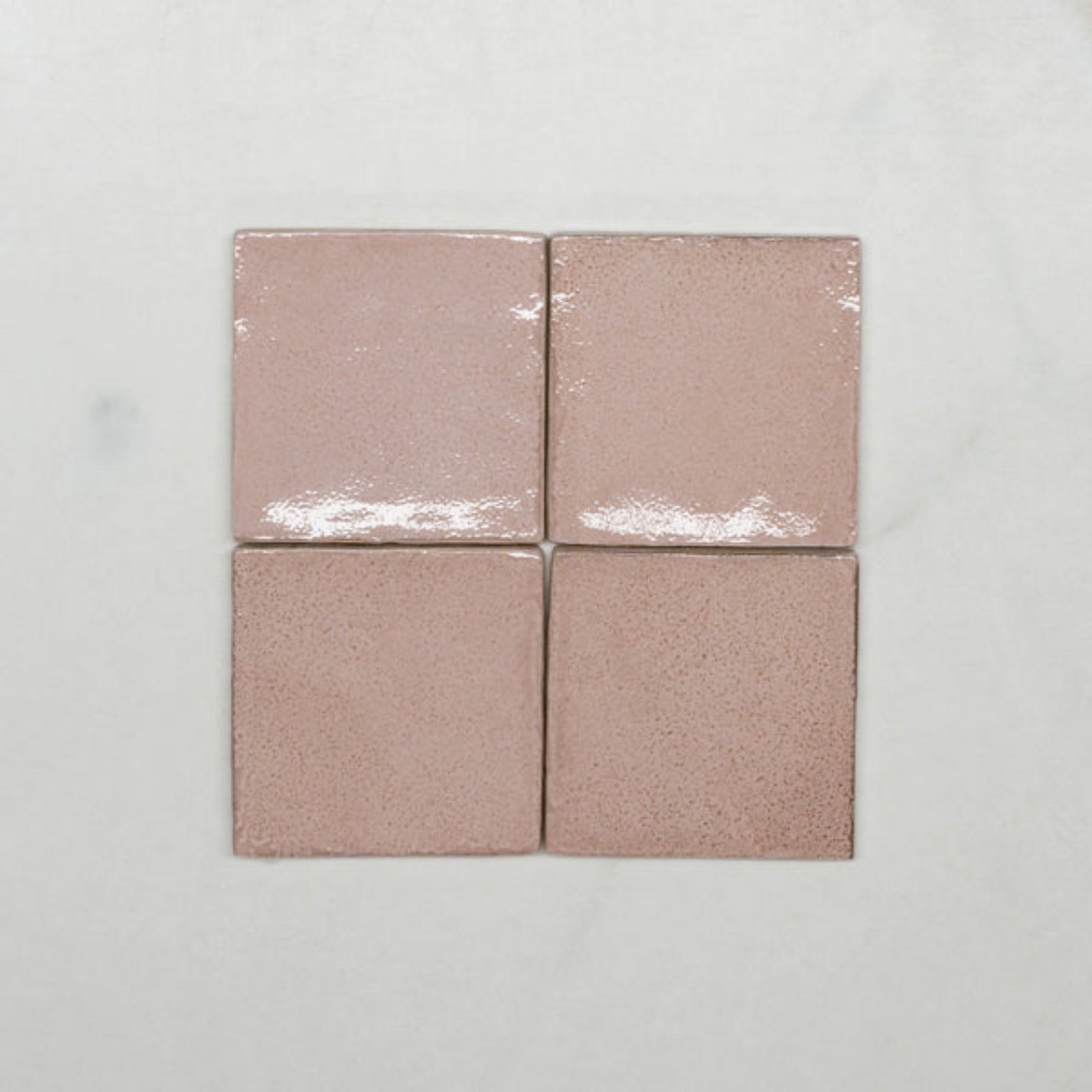 No Hand Pink Dianna Zellige Tile 100 x 100 x 9mm Spanish Ceramic - The Blue Space
