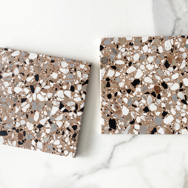 Pink Theo Terrazzo Tile Matt 200 x 200mm Porcelain | The Blue Space