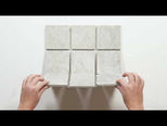 Valerie Grey Travertine Straight Bond Cobblestone Porcelain Tile Sheets