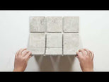 Valerie Rustic Travertine Straight Bond Cobblestone Porcelain Tile Sheets
