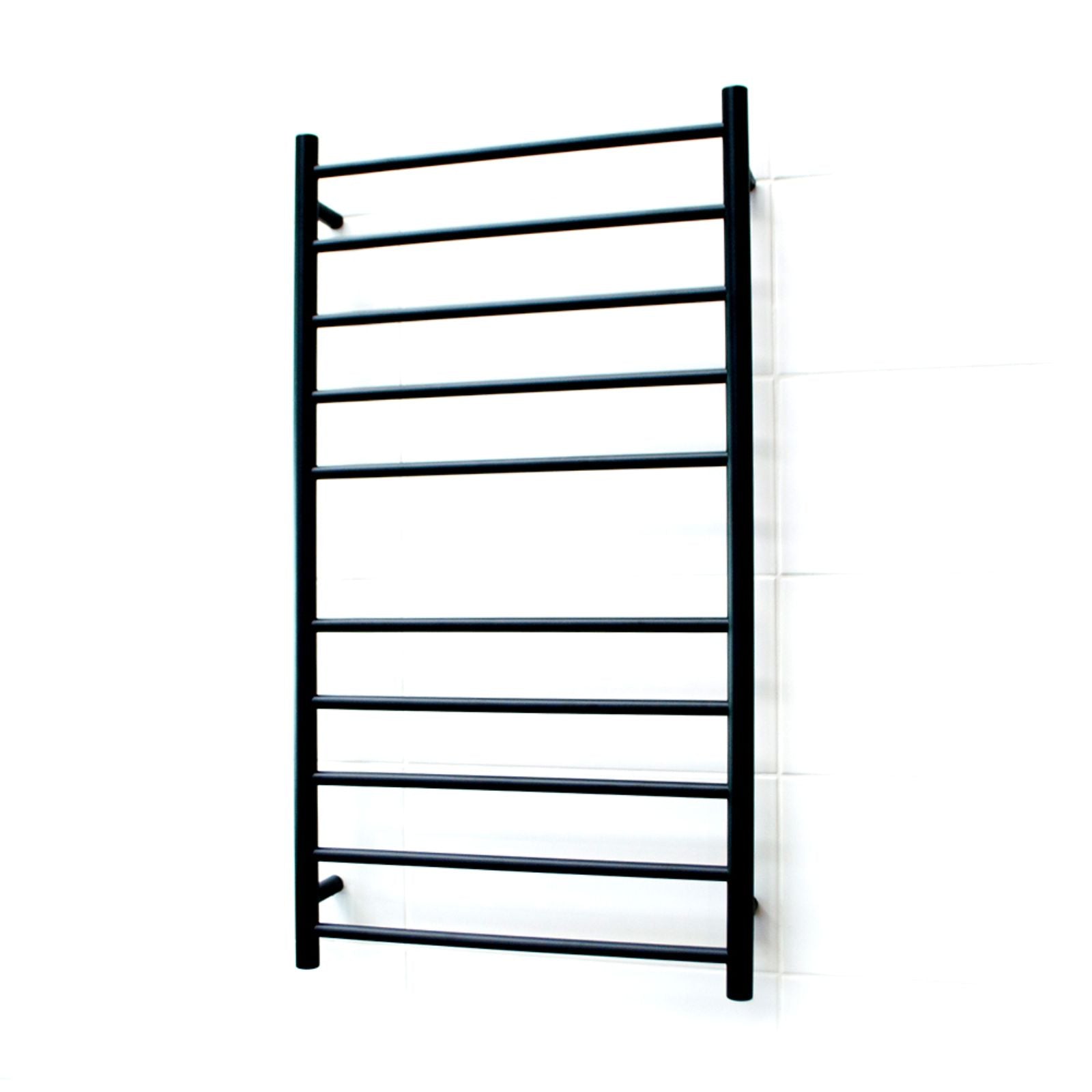 Radiant Heated Round Ladder 600 X 1100mm Matt Black BRTR02 - The Blue Space
