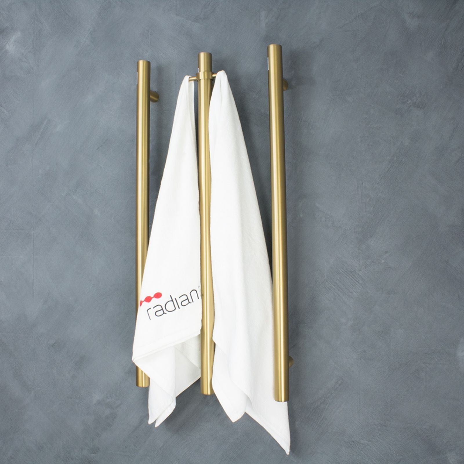 Lifestyle Radiant Heated Vertical towel rail 40 x 950mm Brushed Gold GLD-VTR-950 - The Blue Space