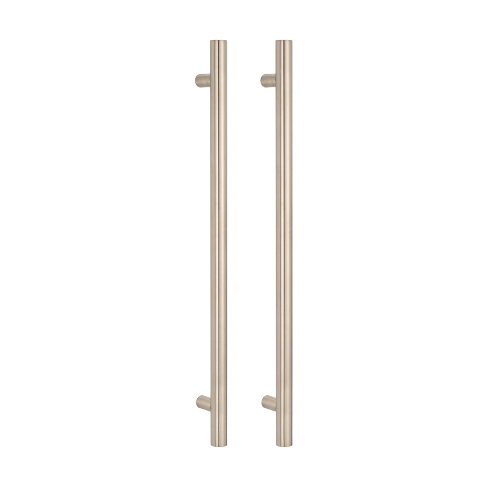 2 Pieces Radiant Heated Vertical towel rail 40 x 950mm Brushed Nickel BN-VTR-950 - The Blue Space