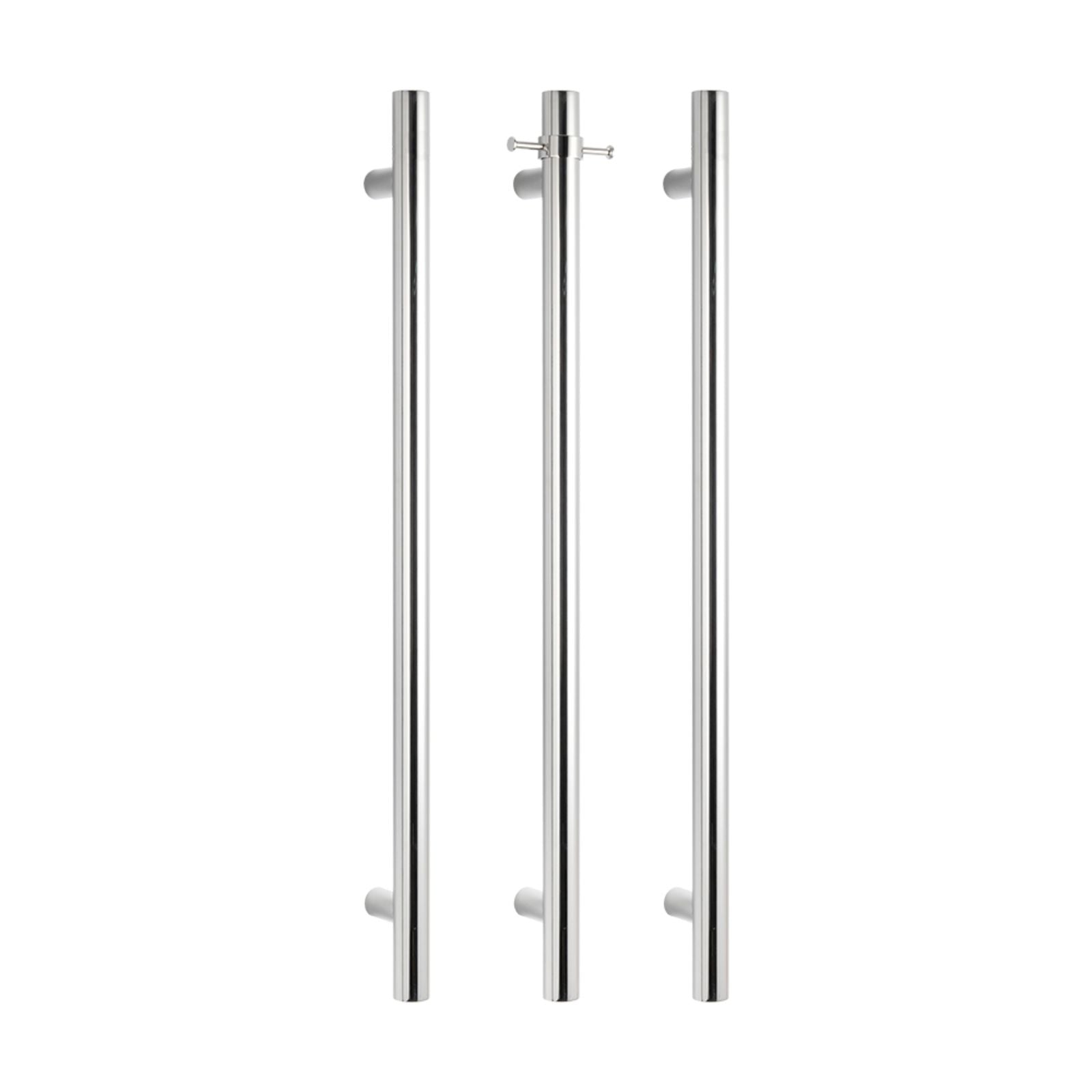 3 Pieces with Hook Radiant Heated Vertical towel rail 40 x 950mm Mirror Polished VTR-950 - The Blue Space