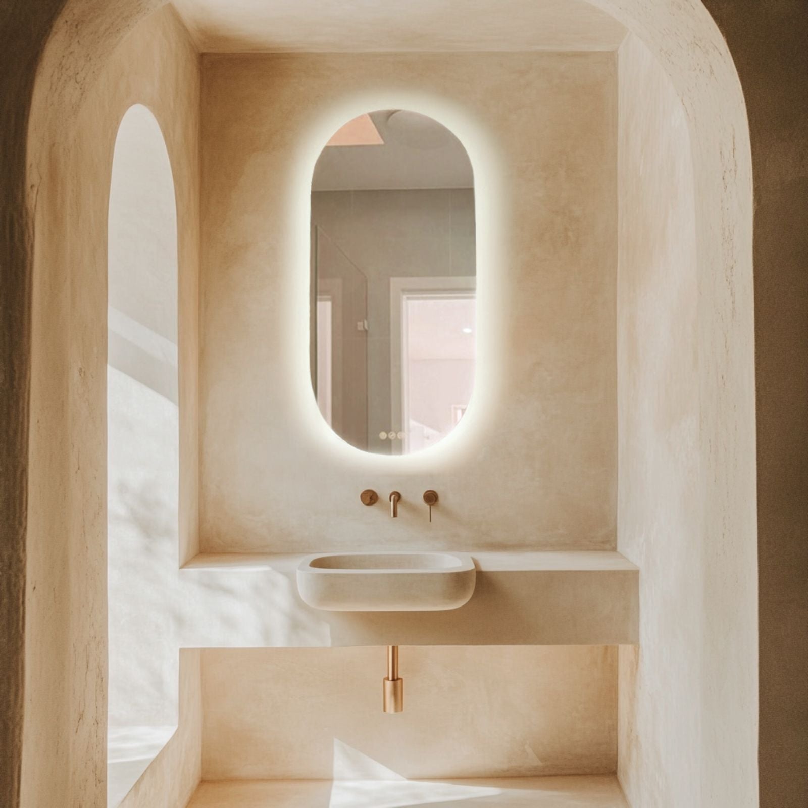 Lifestyle Radiant Kapsel 500mm x 1000mm Frameless LED Mirror FLESSKAP50100 - The Blue Space