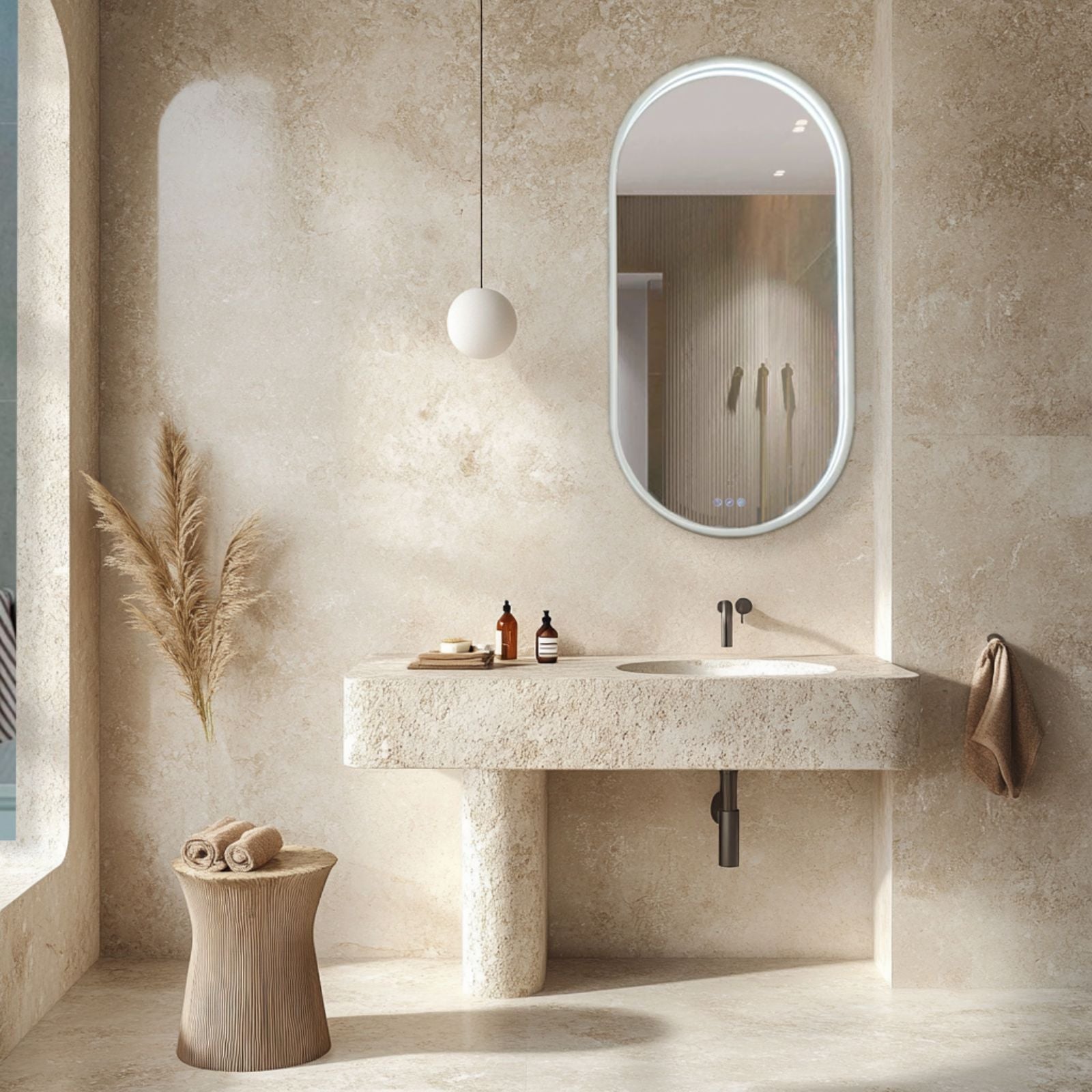 Radiant Kapsel 500mm x 1000mm LED Mirror - White WHTKAP50100 - The Blue Space