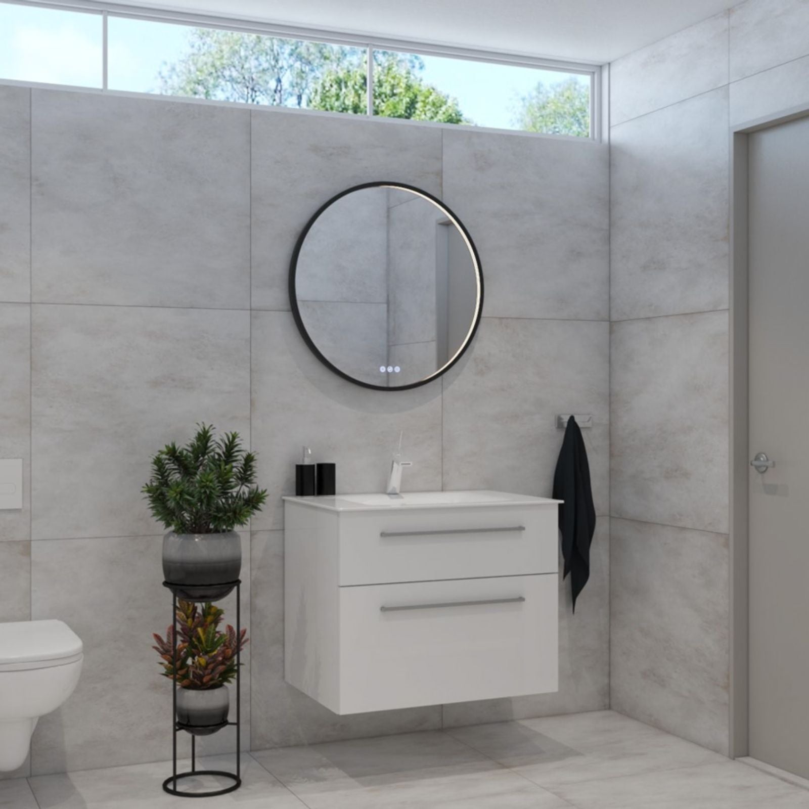 Lifestyle Radiant Olek LED Mirror 600mm - 900mm - Black BLKRND60 - The Blue Space