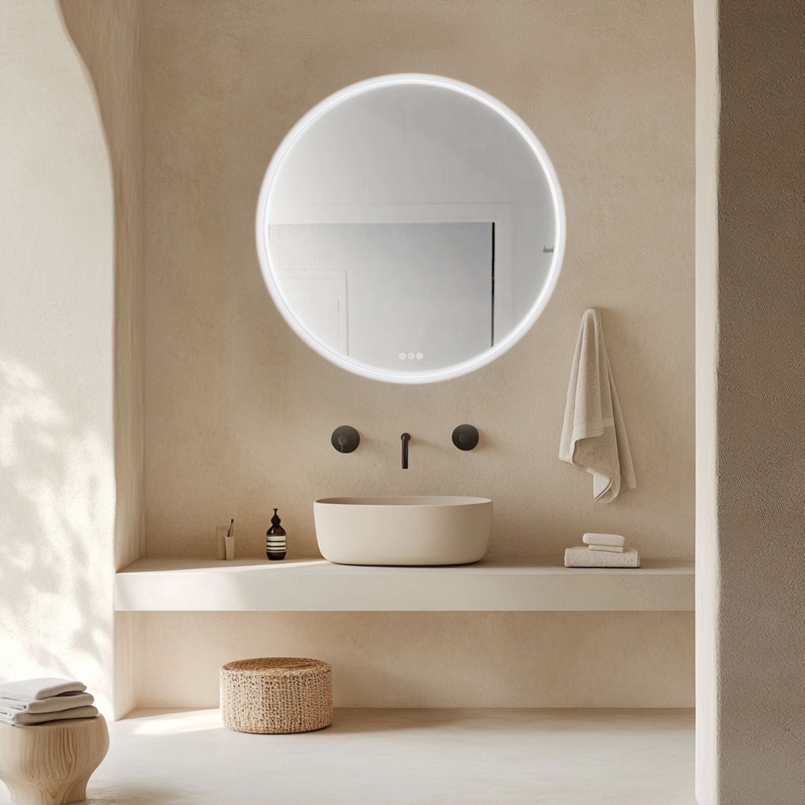 Lifestyle Radiant Olek LED Mirror 600mm - 900mm - White WHTRND60 - The Blue Space