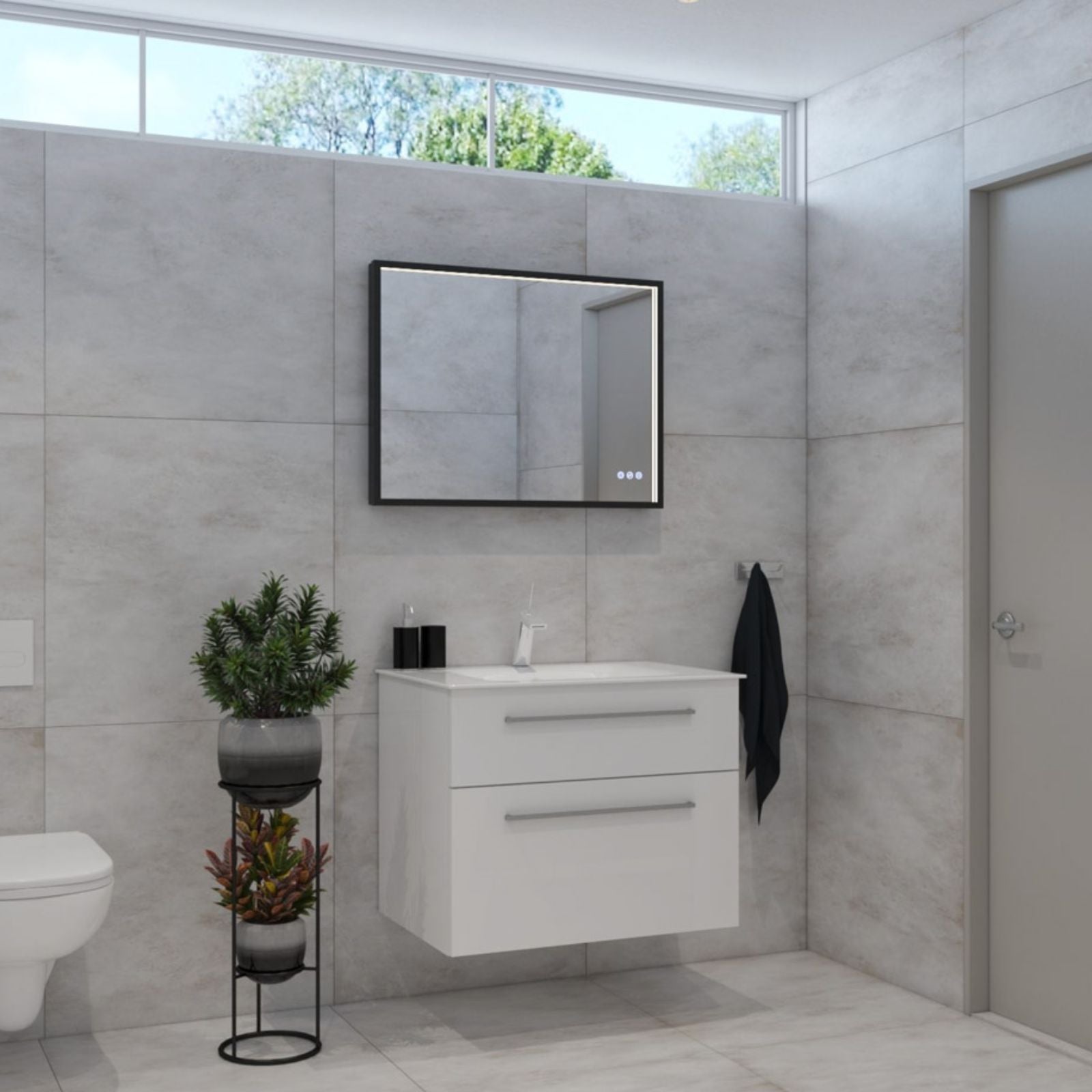 Lifestyle Radiant Roek 600mm x 800mm LED Mirror - Black BLK6080 - The Blue Space