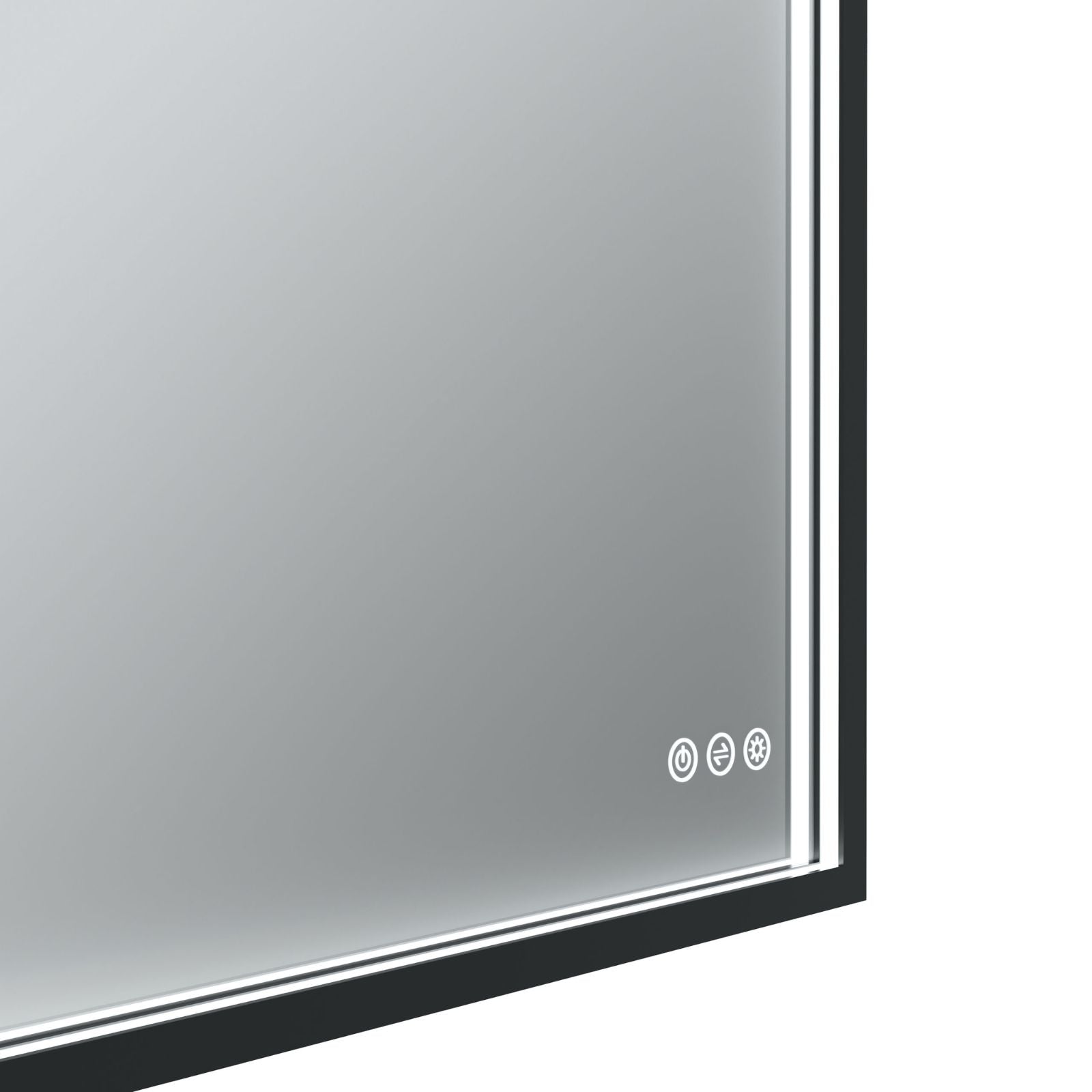Corner Radiant Roek 600mm x 800mm LED Mirror - Black BLK6080 - The Blue Space