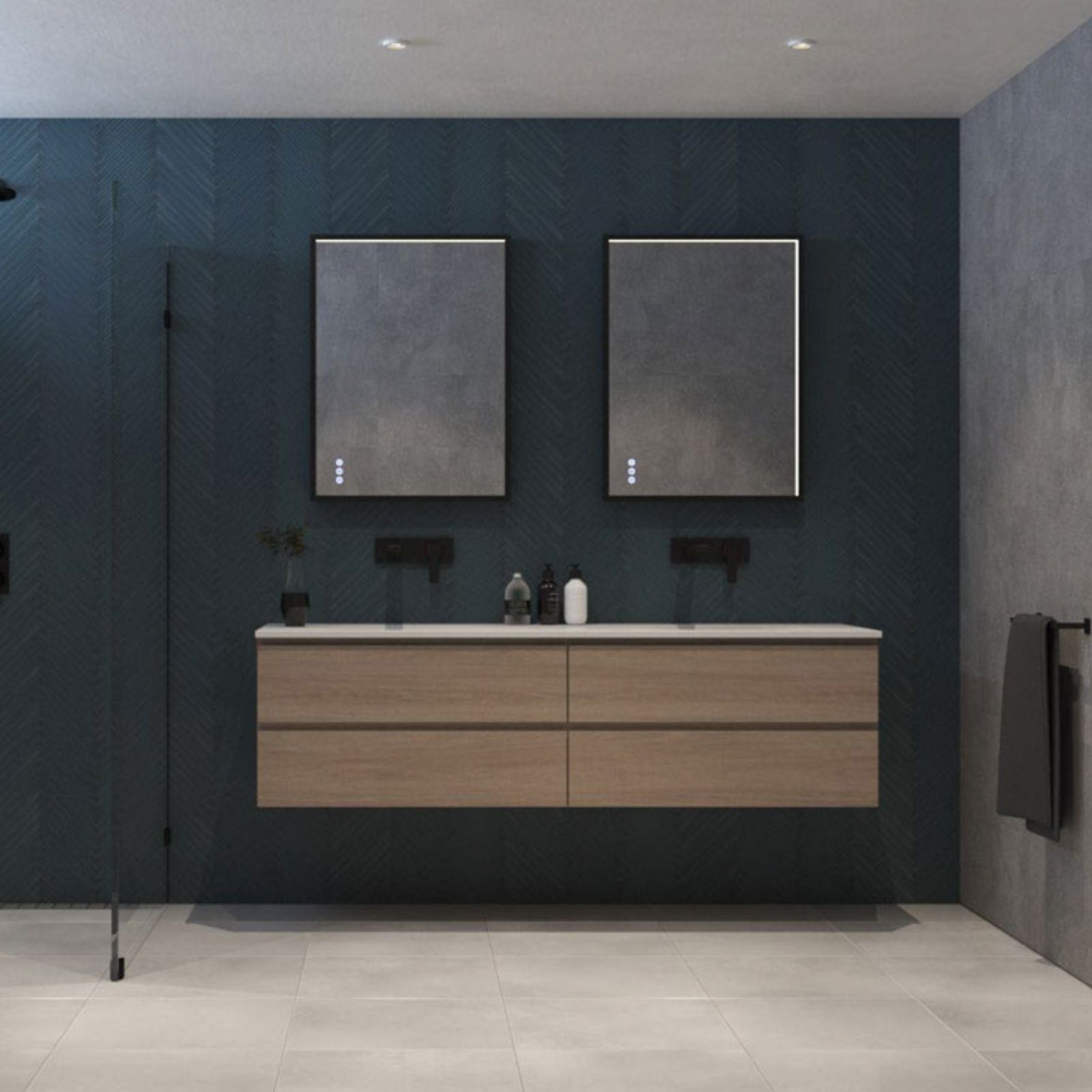 Lifestyle Radiant Roek 600mm x 800mm LED Mirror - Black BLK6080 - The Blue Space