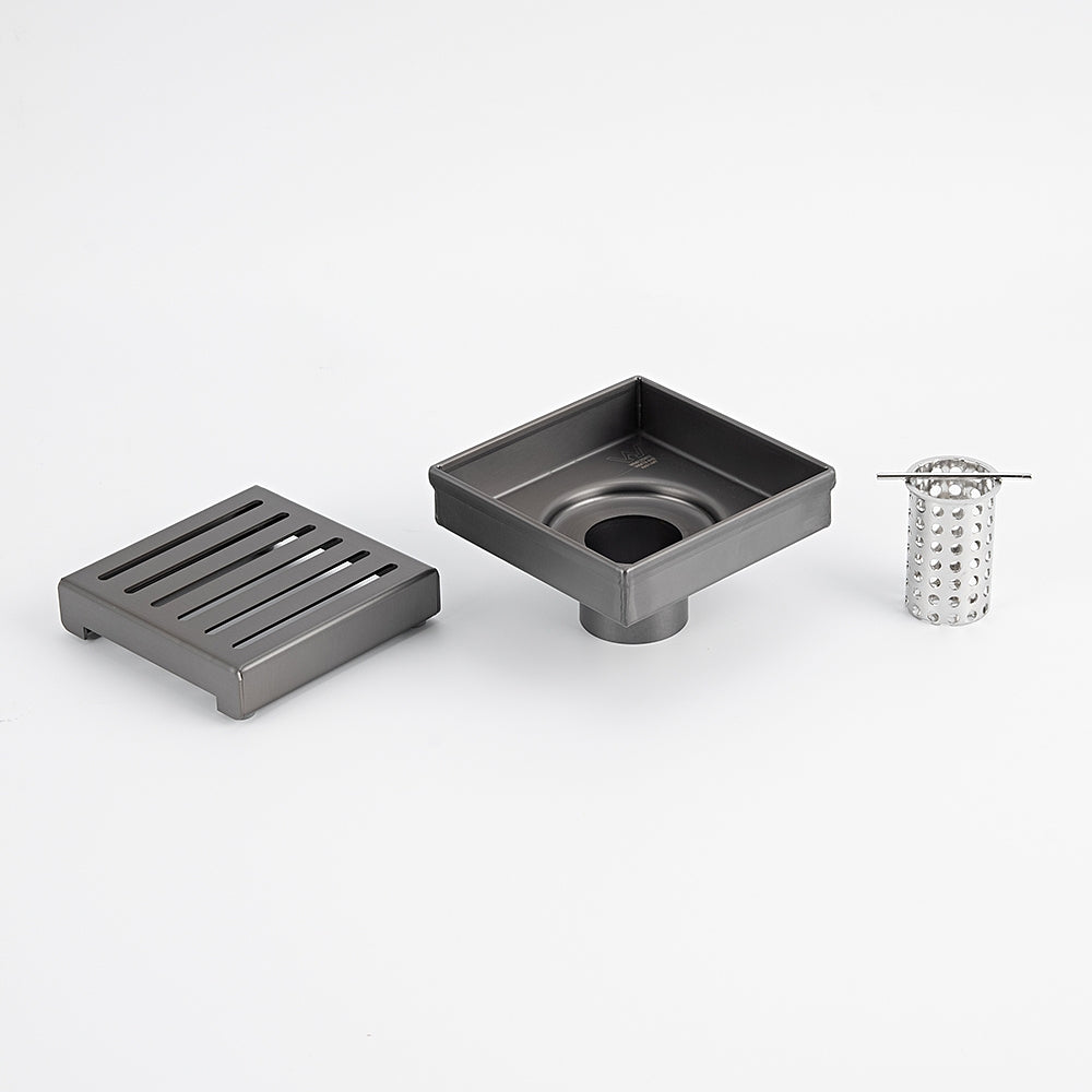 Parts Radiant Square Slotted Floor Grate (Gun Metal Grey) 100mm x 100mm (74mm Outlet) 316-GMG-SGS-100-74 - The Blue Space
