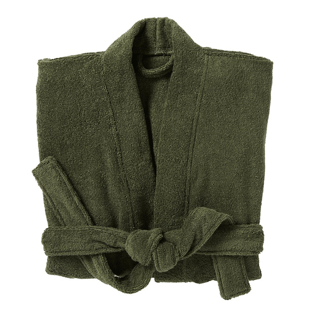 Terry Cotton Bath Robe Moss at The Blue Space