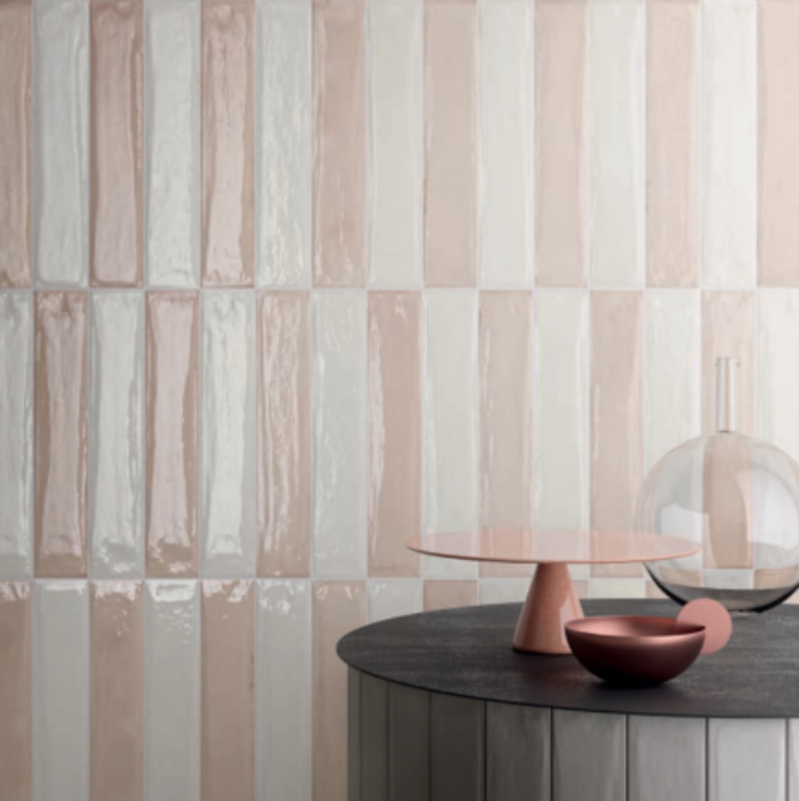 Looks 02 Rosa Theo Subway Tile 75 x 400mm Italian Porcelain - The Blue Space