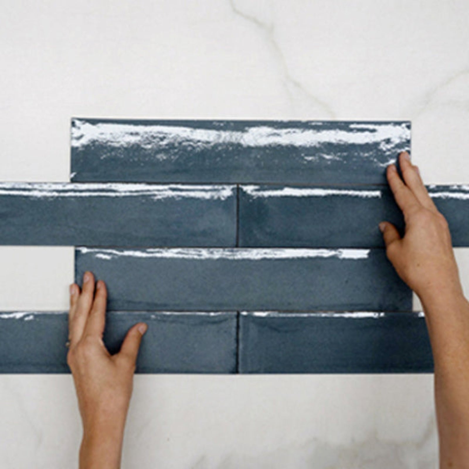 Sea Blue Theo Subway Tile 75 x 400mm Italian Porcelain 75FRABLBR - The Blue Space