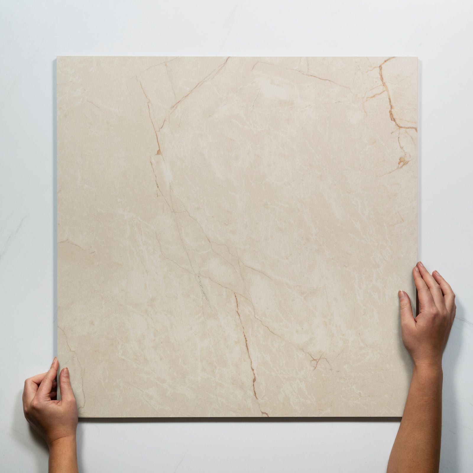 With Hand Sereno Ivory Marble Grain Honed Porcelain Tile 600 x 600mm SEGAVH1 - The Blue Space