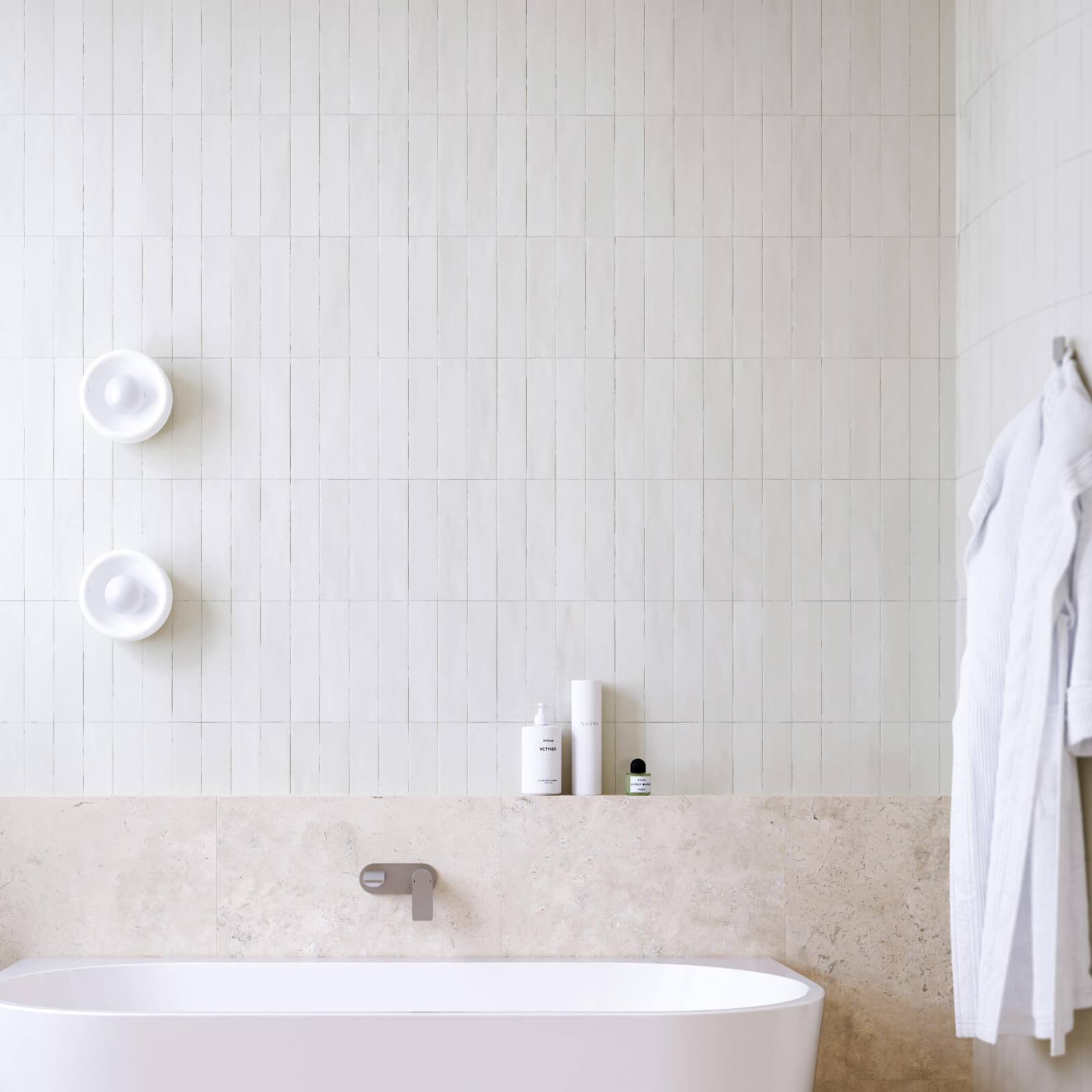 Snow White Ella Zellige Tile 100 x 100 x 10mm Spanish Ceramic | The Blue Space