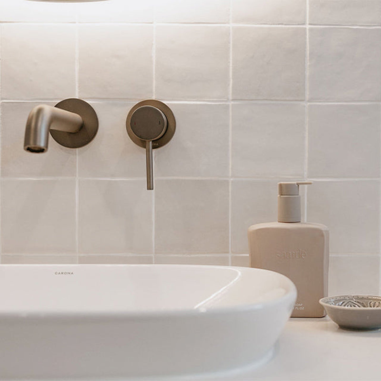 Snow White Ella Zellige Tile 100 x 100 x 10mm Spanish Ceramic | The Blue Space