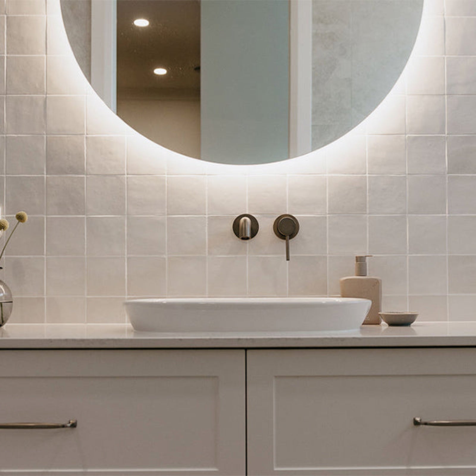 Snow White Ella Zellige Tile 100 x 100 x 10mm Spanish Ceramic | The Blue Space