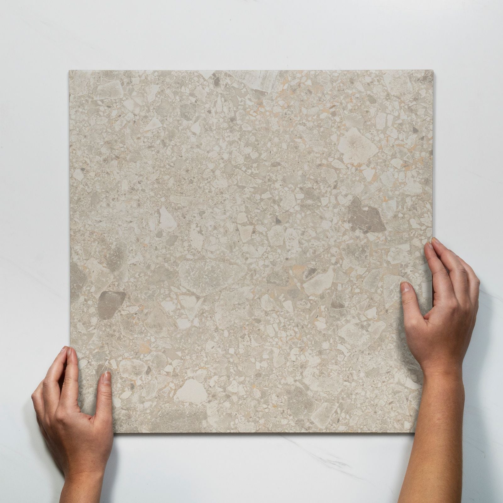 Single with Hand Southside Beige Terrazzo External P5 Porcelain Tile 450 x 450mm 45STUBEX - The Blue Space