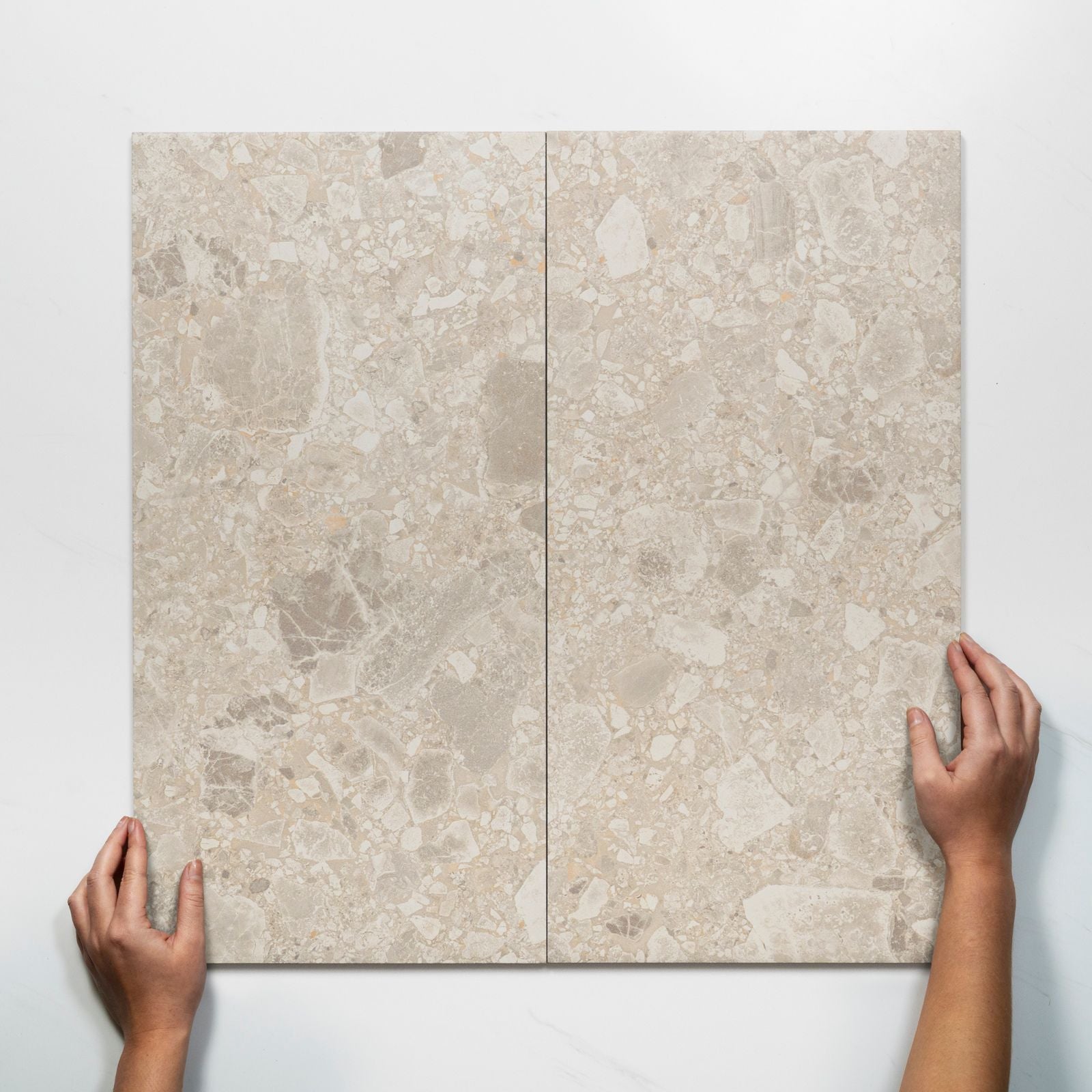 Double With Hand Southside Beige Terrazzo Matte P4 Porcelain Tile 300 x 600mm 36STUBEM - The Blue Space
