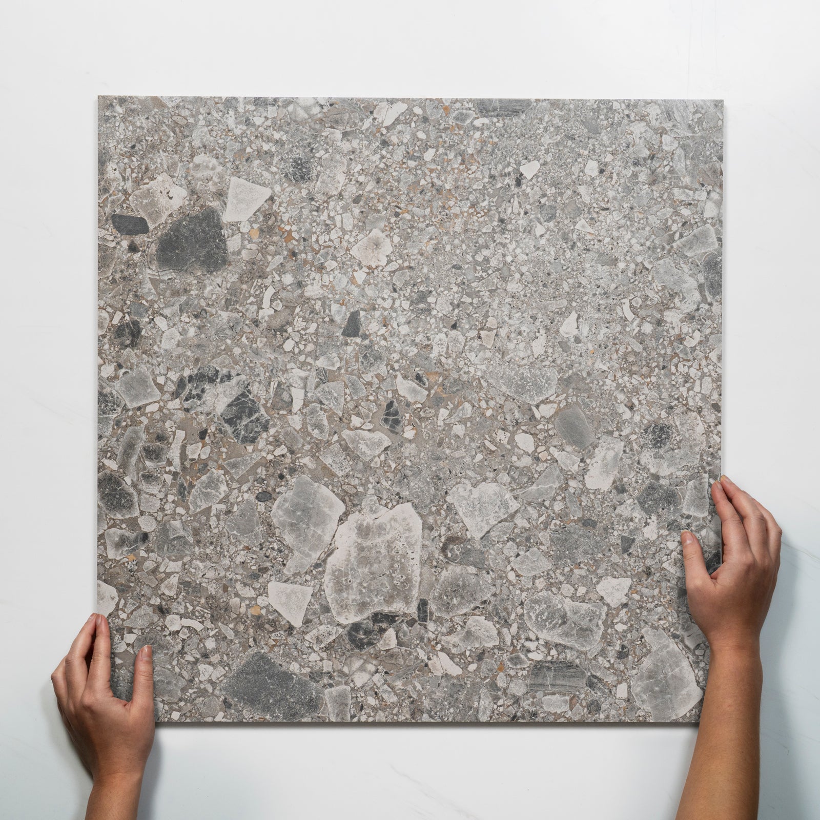 Single with Hand Southside Natural Terrazzo External Porcelain Tile P5 600mm x 600mm 6STUNAX - The Blue Space