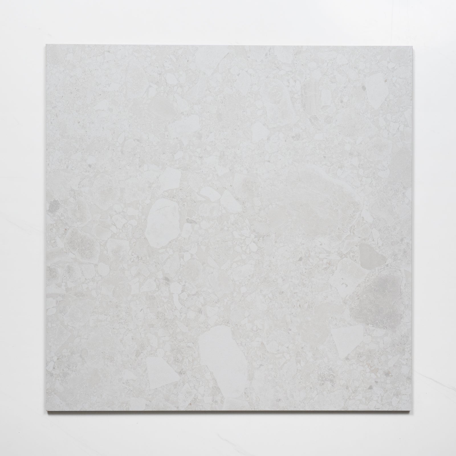 Single no Hand Southside White Terrazzo Matte Porcelain Tile P3 600mm x 600mm 6STUWHM - The Blue Space