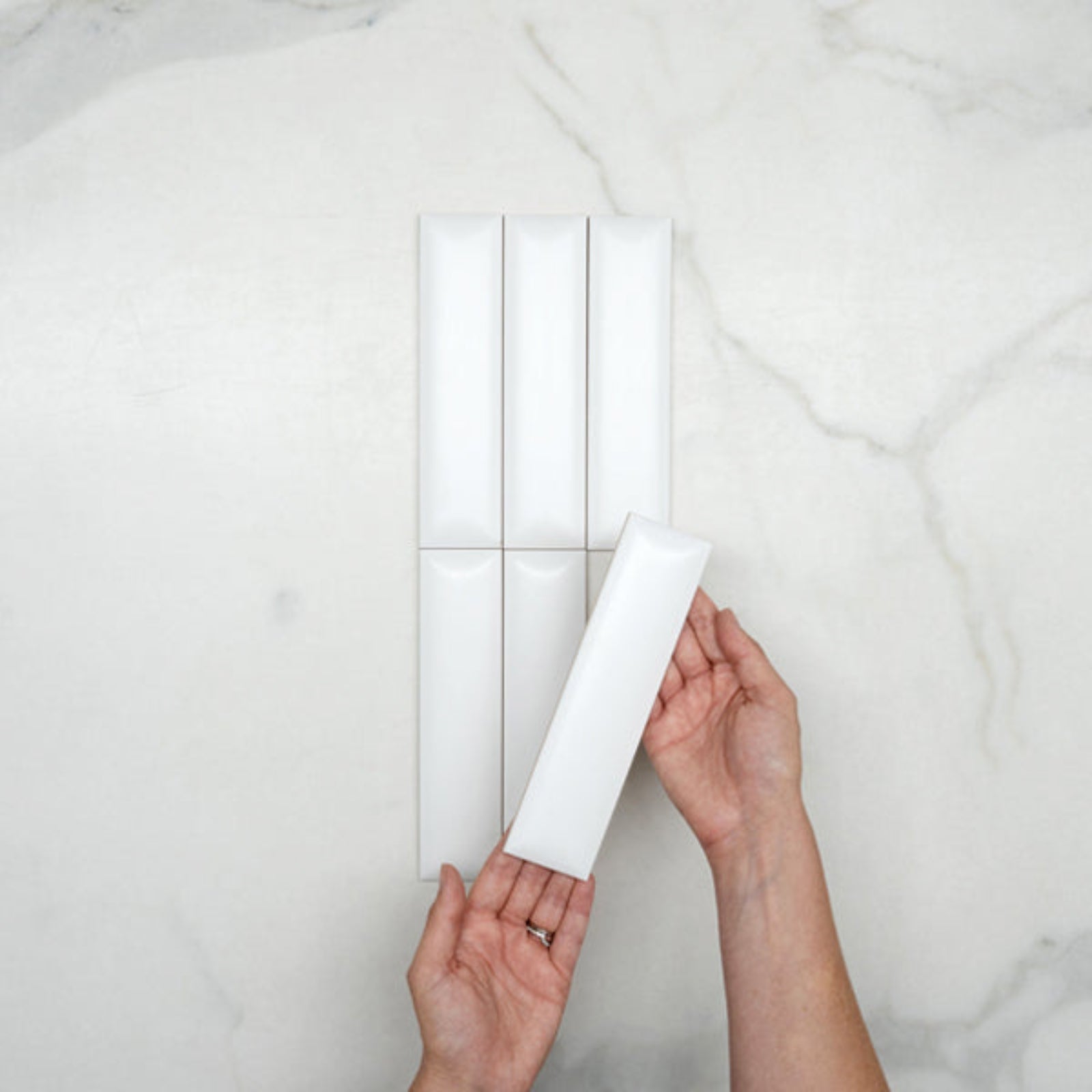 Hero Sunset Bianco White Satin Dune Ceramic Tile 50x200mm - The Blue Space