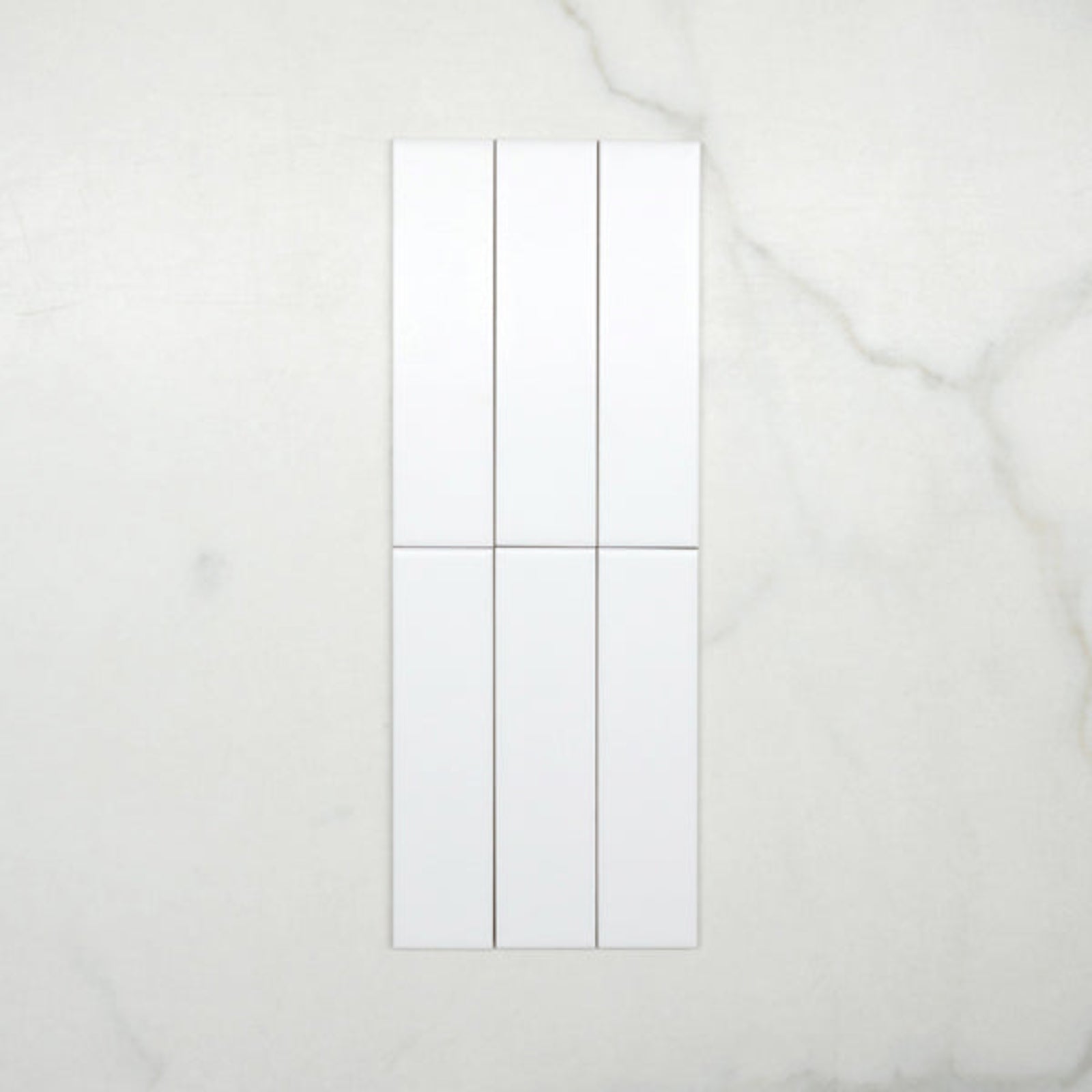 Faces No Hand Sunset Bianco White Satin Flat Ceramic Tile 50x200mm - The Blue Space