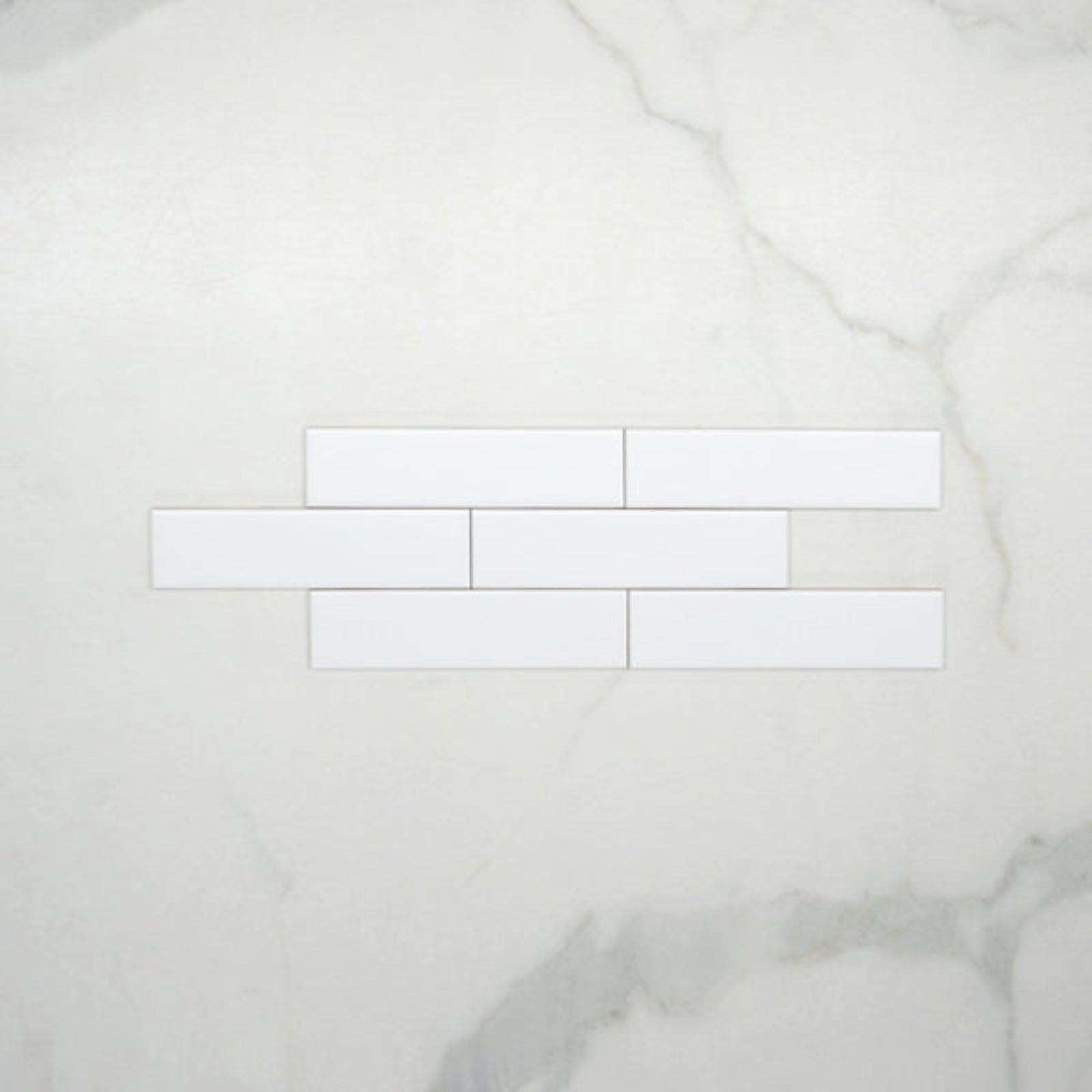 Pattern No Hand Sunset Bianco White Satin Flat Ceramic Tile 50x200mm - The Blue Space