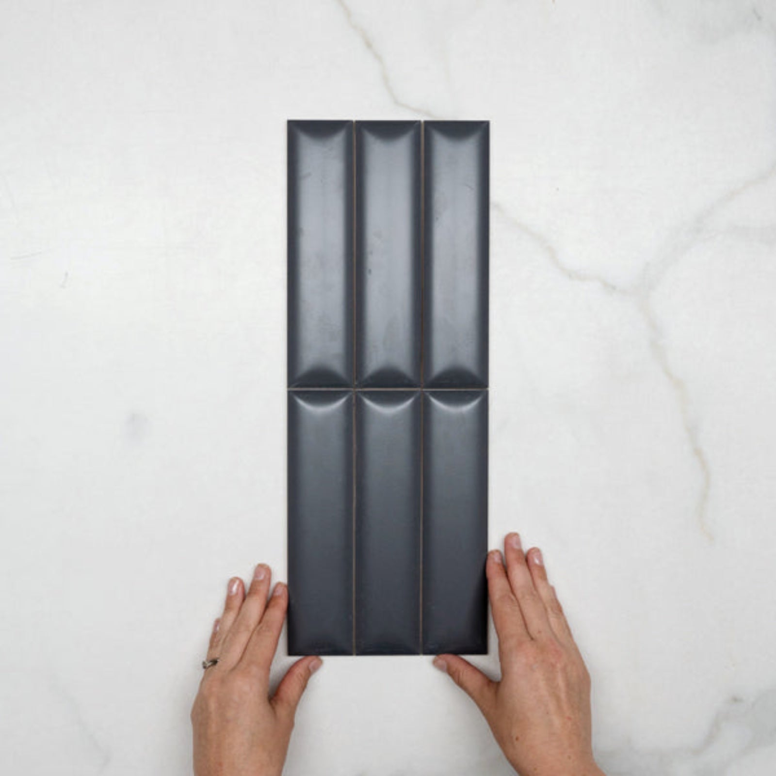 Pattern With Hand Sunset Iron Grey Satin Dune Ceramic Tile 50x200mm PEQGYD520 - The Blue Space