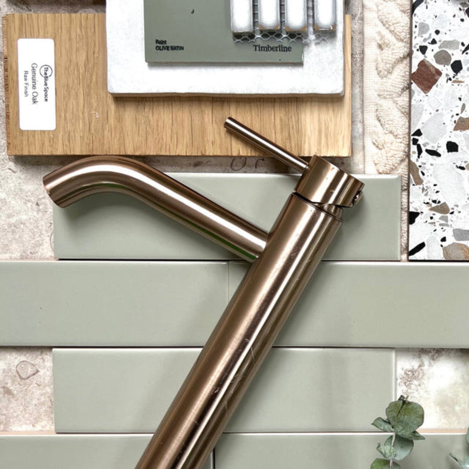 Sunset Sage Avocado Satin Flat Ceramic Tile 50x200mm | The Blue Space