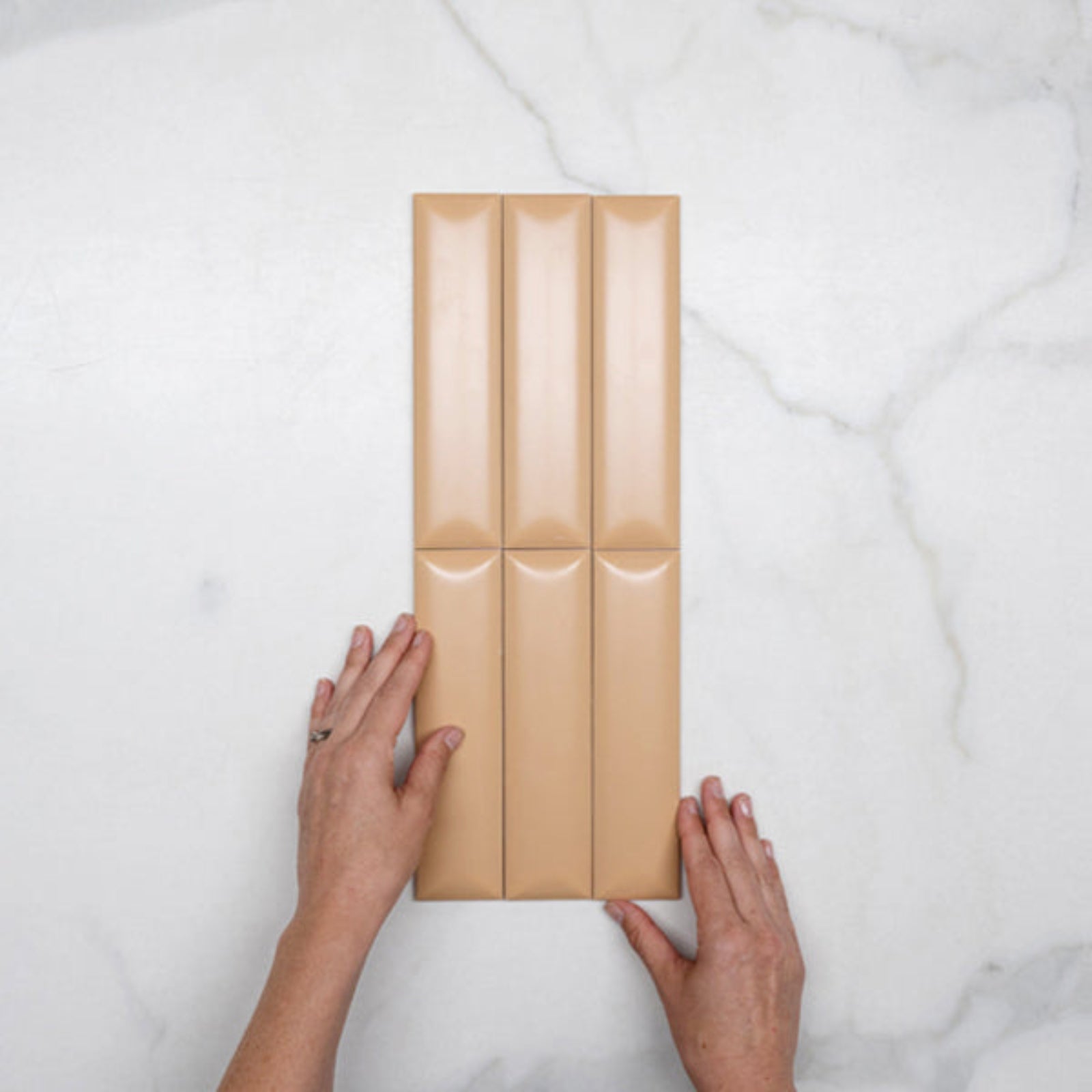 Faces With Hand Sunset Terracotta Clay Satin Dune Ceramic Tile 50x200mm - The Blue Space