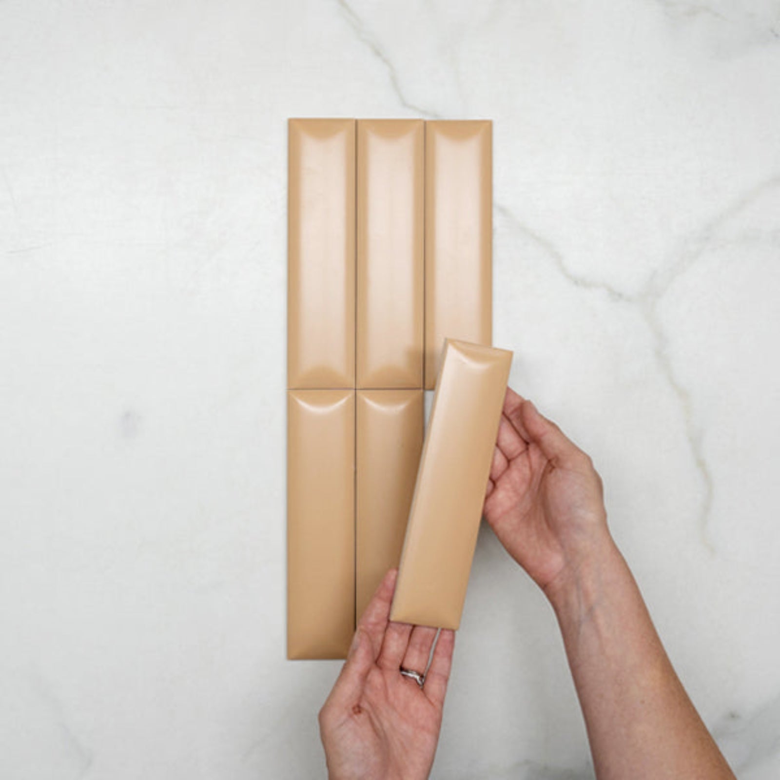 Hero With Hand Sunset Terracotta Clay Satin Dune Ceramic Tile 50x200mm - The Blue Space